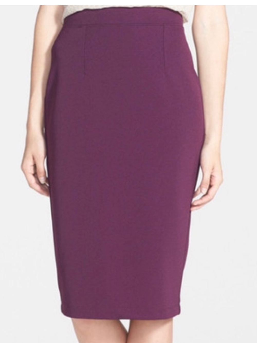 🐙 Halogen Plum Ponte Pencil Skirt 12 Large